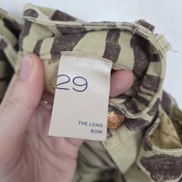 Pilcro Cream Brown Animal Print Avant Garde Denim The Long Bow Trousers Size 29 - Picture 6 of 10